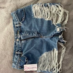 Cut denim shorts